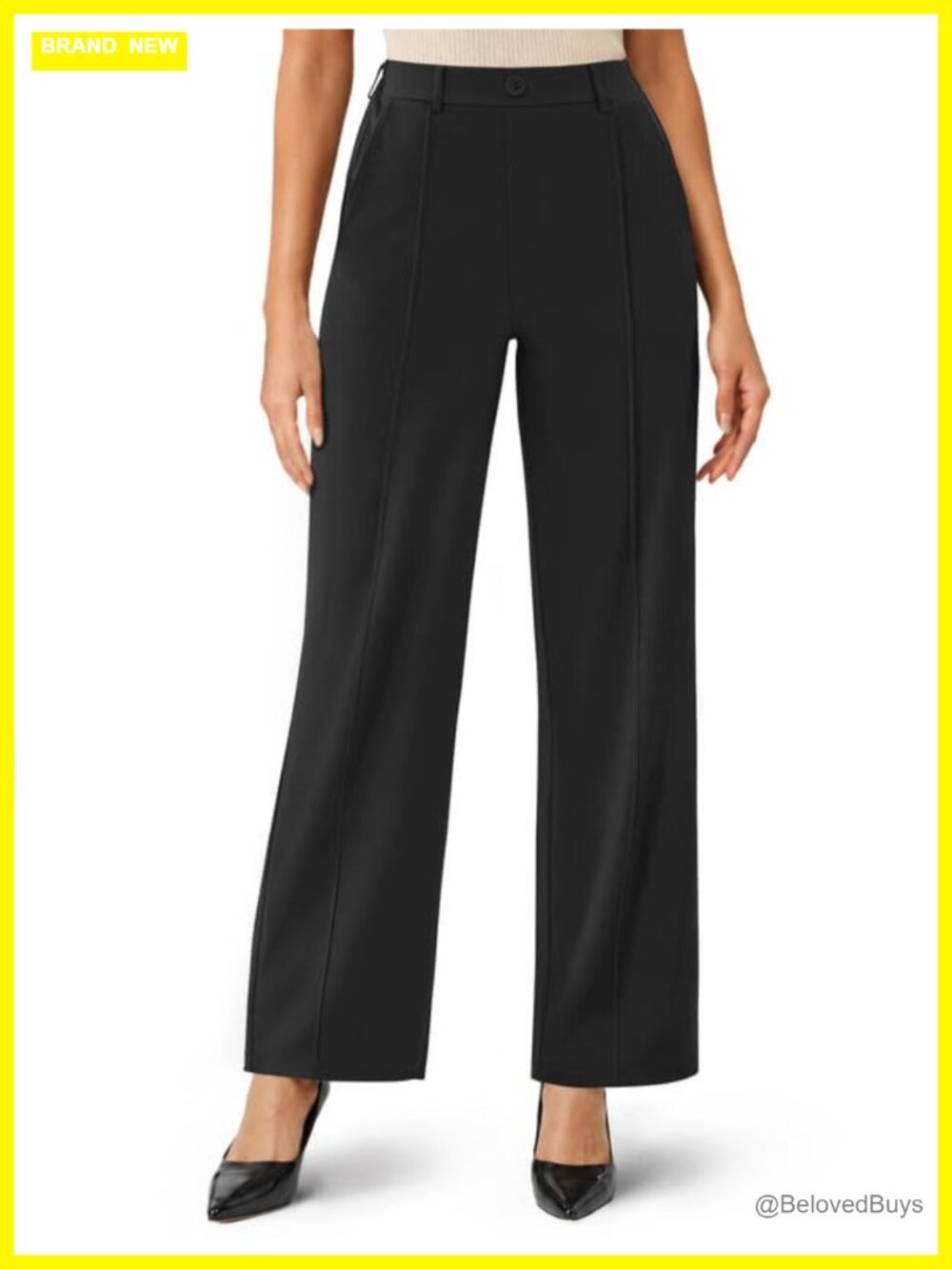 Women's Wide Leg Dress Pants Pull On High Rise Stretch Business Casual